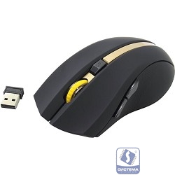 Oklick 495MW черный/золотистый Мышь оптическая (1600dpi) беспроводная USB (6but) [998168]