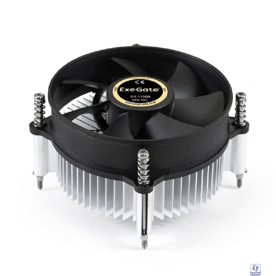 Exegate EX286141RUS Кулер ExeGate EK-11508.PWM (Al, LGA1150/1151/1155/1156/1200, TDP 75W, Fan 90mm, PWM, 1200-2600RPM, Hydro bearing, 4pin, 11-24db, 285г, с термопастой, на винтах, Retail color box)