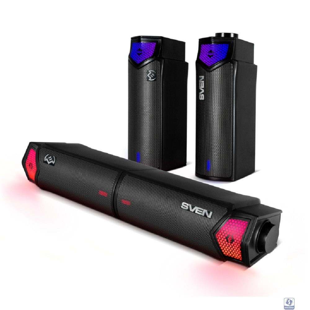 Саундбар мини SVEN SB-G1450, черный (10 Вт, питание USB, Bluetooth, подсветка)