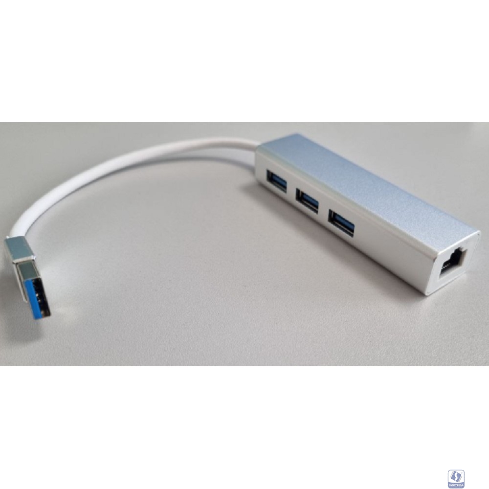 Bion переходник USB3.0 -> RJ-45/3*USB3.0, 1000mbps, алюминиевый корпус, 20 см [BXP-USBA-LAN-USB]