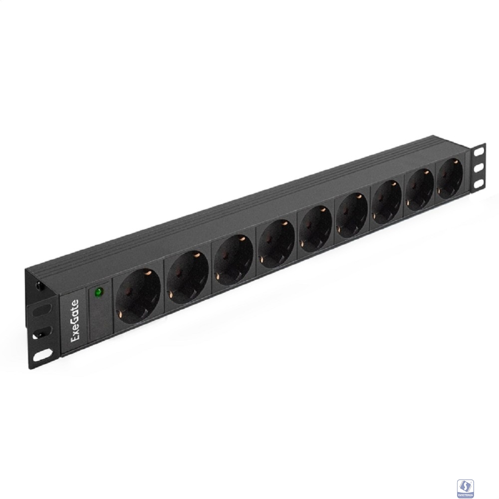 Exegate EX280853RUS Блок розеток ExeGate ServerPro PDU-19H907 Al-9S-C20, 19",1U,алюм, 9Schuko, С20