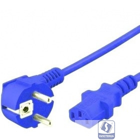 Hyperline PWC-IEC13-SHM-5.0-BL кабель питания компьютера (Schuko+C13) (3x1.0), 10A, угловая вилка, 5 м, цвет синий