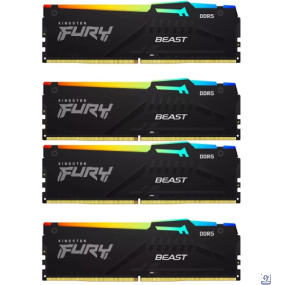 Kingston DDR5 DIMM 64GB 5200MT/s CL40 (Kit of 4) FURY Beast RGB XMP KF552C40BBAK4-64