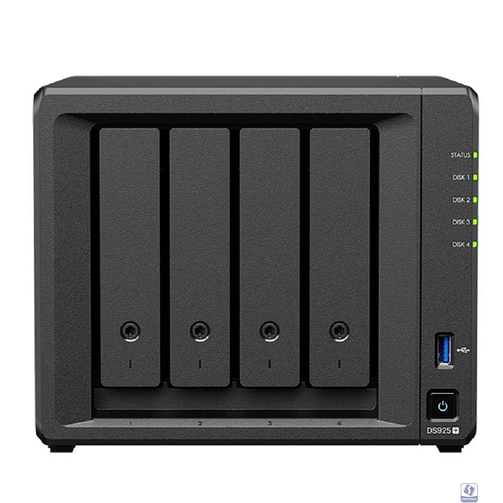 Synology DS925+ Сетевое хранилище NAS AMD Ryzen V1500B 2.2 GHz 4 GB DDR4 ECC SODIMM /3.5" SATA HDD / SSD SATA 2,5 дюйма / M.2 2280 NVMe SSD / Hot Swap / вилка UK/HK 3-pin