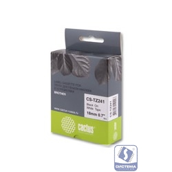 TZ-241_CACTUS Лента CACTUS (CS-TZ241) для печати наклеек в устройствах brother P-touch 1010/1280/1280VP/2700VP, черный на белом, 18мм х 8м