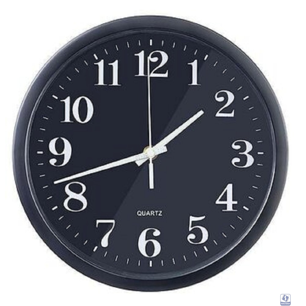 Perfeo Настенные часы "PF-WC-003", круглые д. 30 см, чёрный корпус / чёрный циферблат