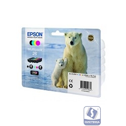 EPSON C13T26164010  Картридж для Epson Expression Premium XP-600, 605, 700, 800, Набор из 4 Цветов, 26 4clr Pig BK, CY, MA, YE (cons ink)