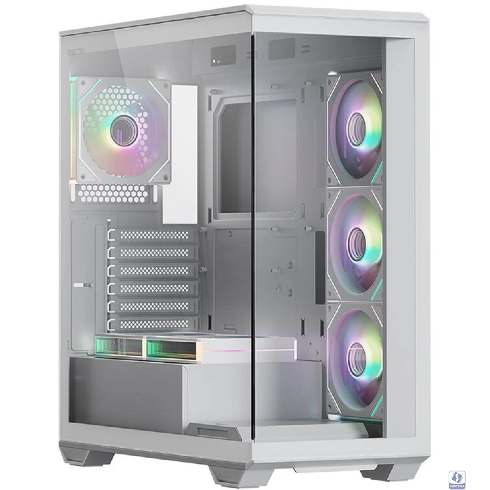 Корпус XASTRA Q600 6ARGB-C10-UC White ATX/Aquarium/Screewless/6x120mm ARGB PWM FM fans/Argb+PWM HUB 10port/ Type-C/ Q600-6FM12A-C10-UC-WH