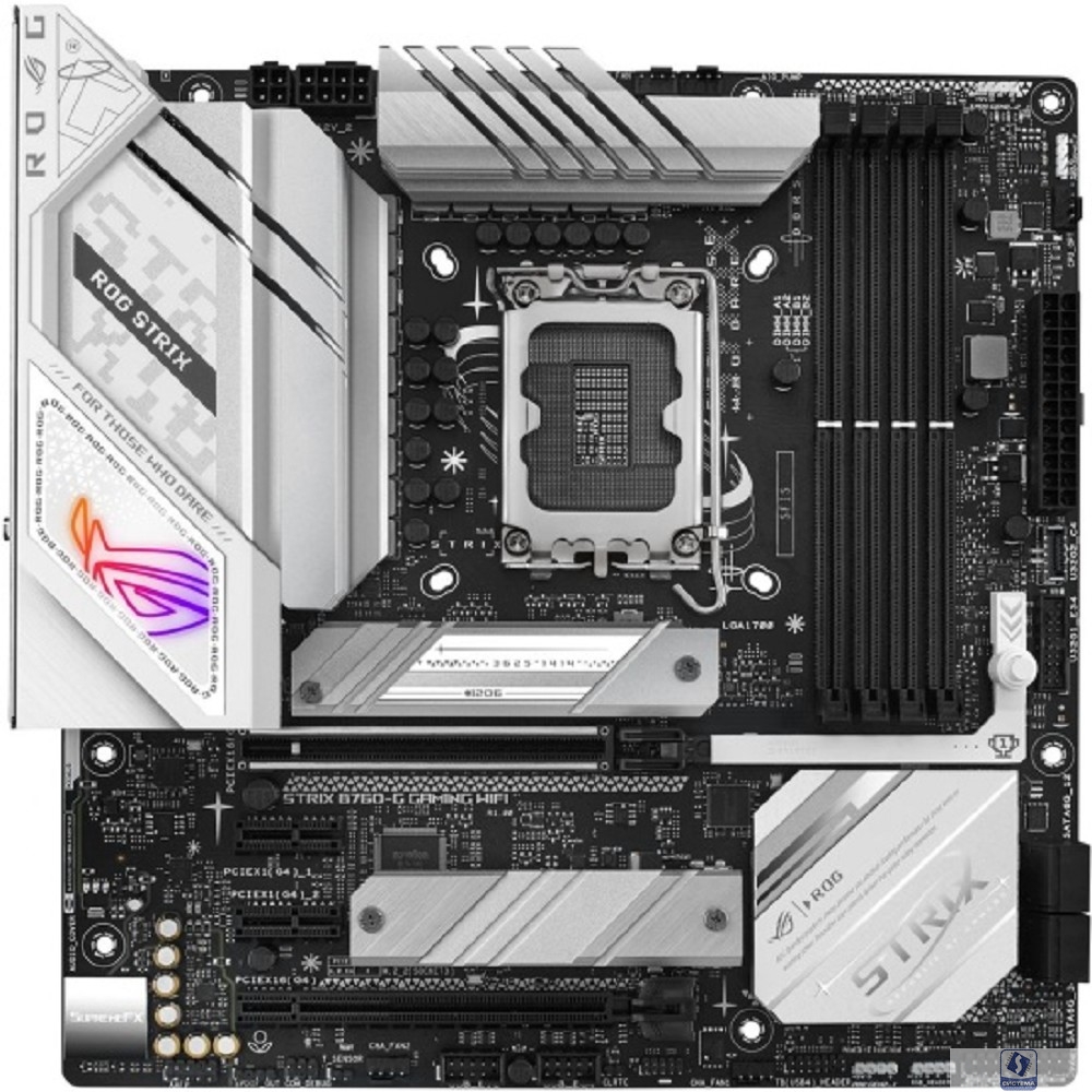 ASUS ROG STRIX B760-G GAMING WIFI (Socket 1700, ATX, 4xDDR5(192GB), DP/HDMI, 1xPCIe 5.0x16/1xPCIe 4.0x16/2xPCIe 4.0, 1xLAN (2.5GbE), Wi-Fi 6E, BT, 4xSATA 6Gb/s, 2xM.2, 2xType-С, 3xUSB 3.2, 4xUSB 2.0)