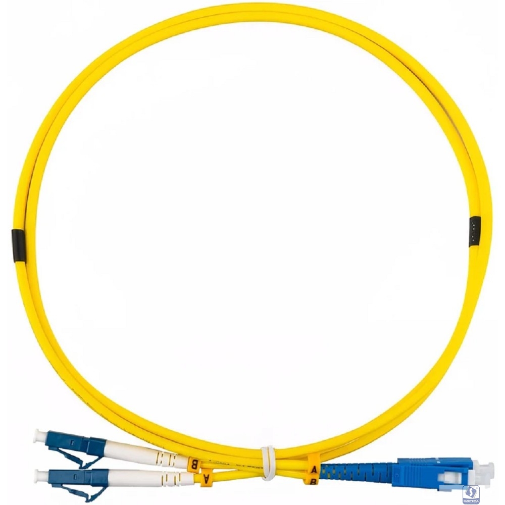 Rexant (50-2114-1) Патч-корд оптический одномодовый (SM) 9/125 OS2 разъемы zip-cord LC/UPC-SC/UPC 3мм Duplex LSZH 1м желтый