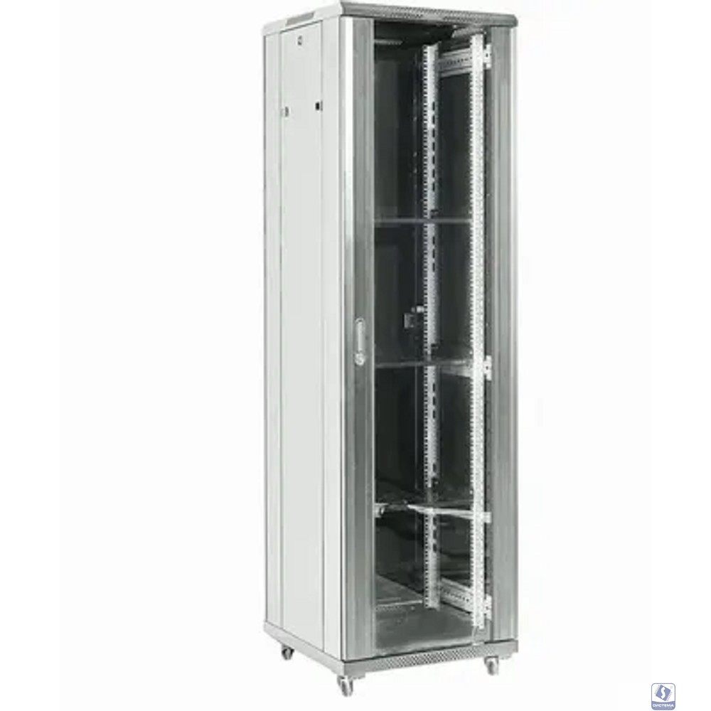 Rexant (04-3766-211) Шкаф коммутационный напольный 37U 600х600мм пер.дв.стекл металл 2 бок.пан. направл.под винты 800кг серый 230град. IP20 сталь