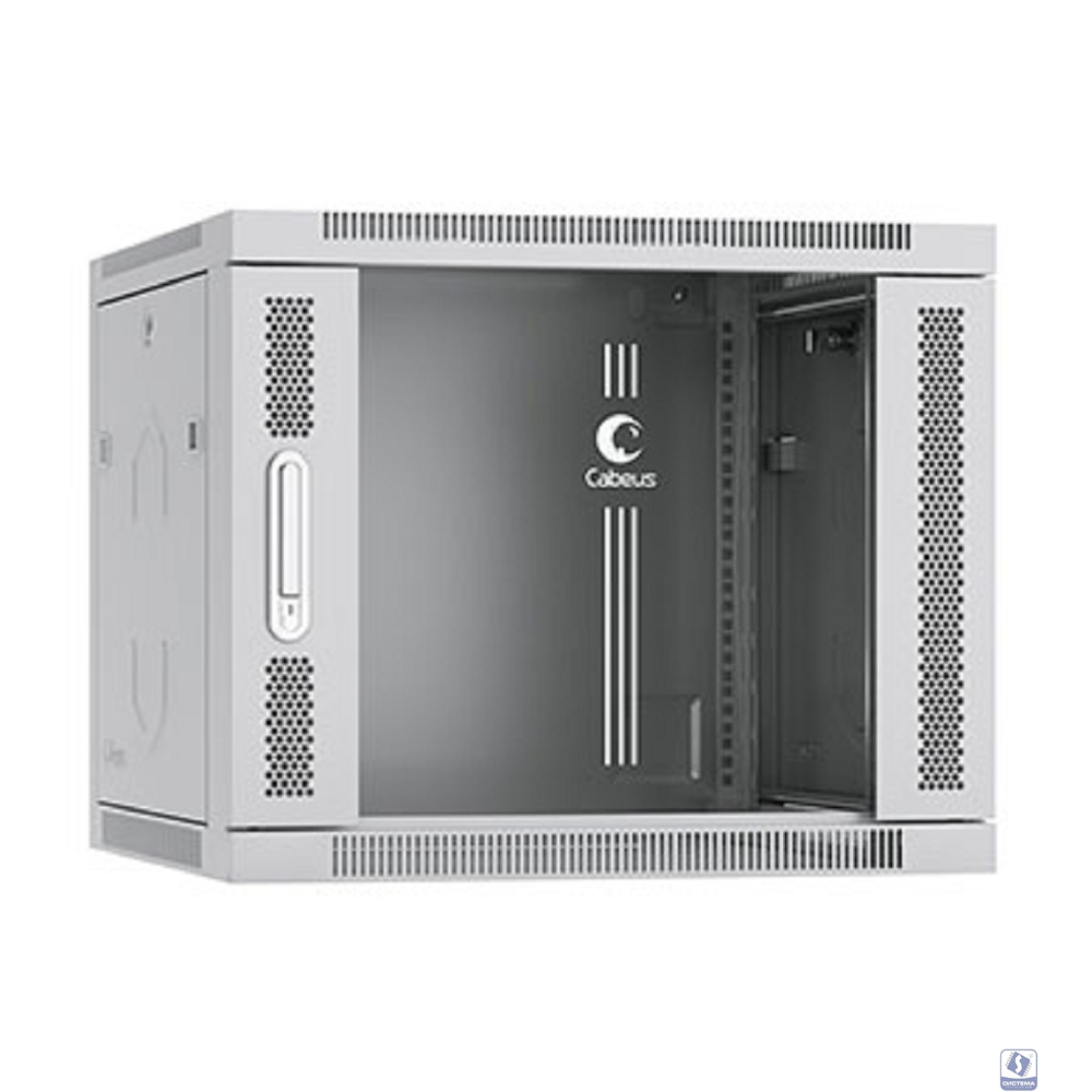 Cabeus SH-05F-9U60/60 Шкаф телекоммуникационный настенный 19" 9U 600x600x501mm (ШхГхВ) дверь стекло, цвет серый (RAL 7035)