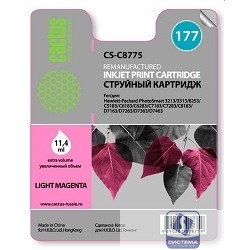 CACTUS C8775 Картридж струйный Cactus CS-C8775 светло-пурпурный для №177 HP PhotoSmart 3213/3313/8253/C5183/C6183 (11,4ml)