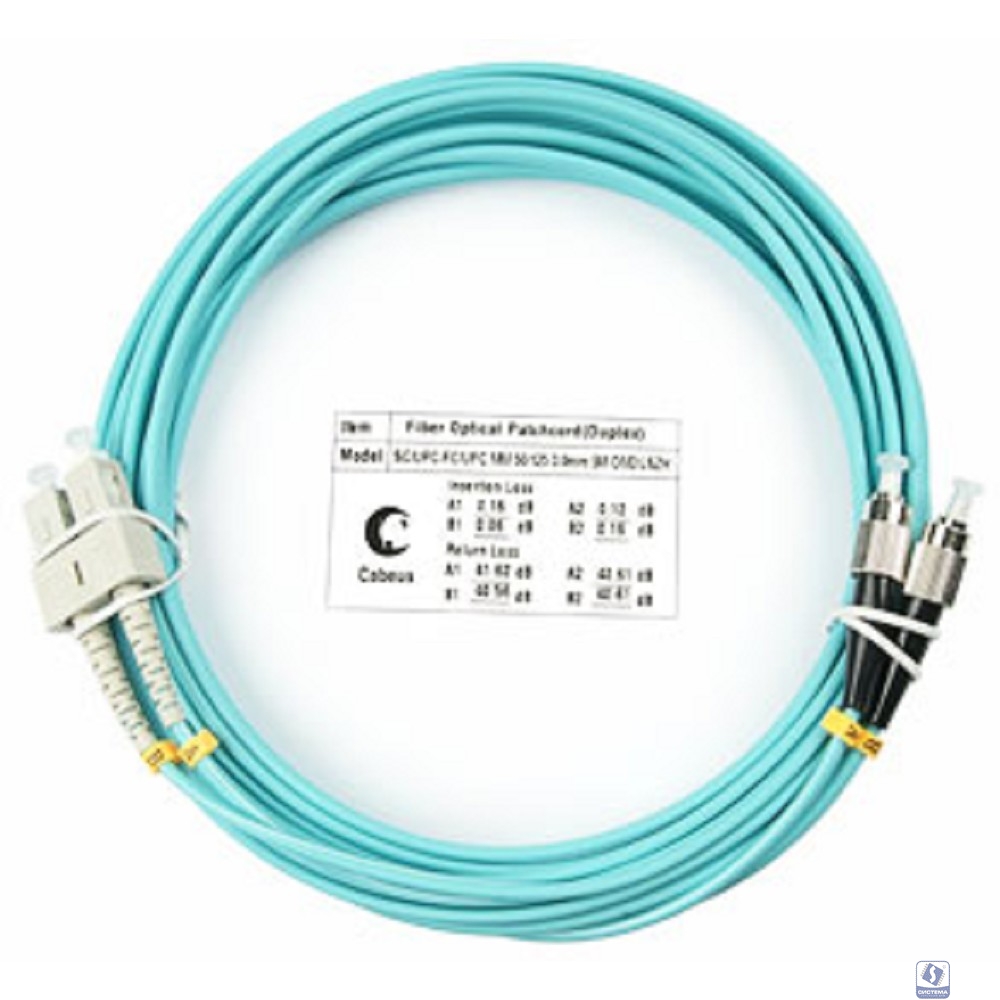 Cabeus FOP-50-SC-FC-20m Шнур оптический duplex SC-FC 50/125 mm OM3 20м LSZH
