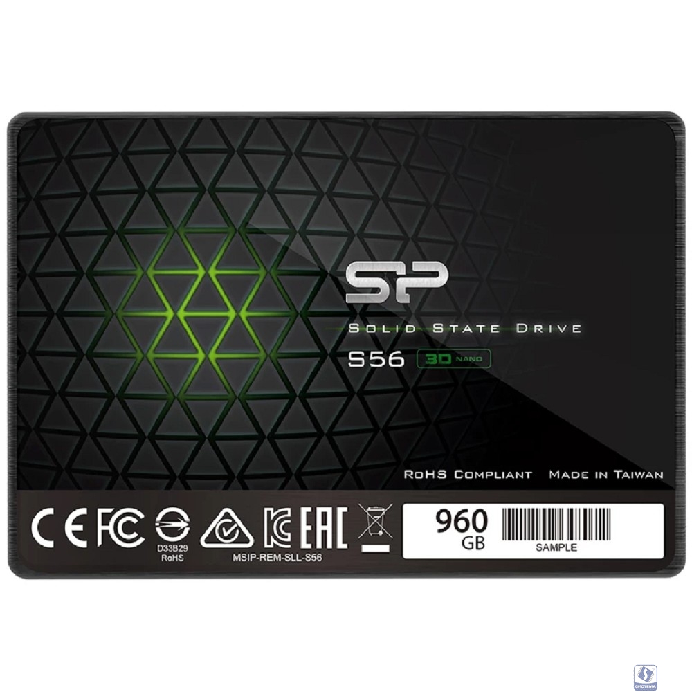 Silicon Power 960GB 2.5" Slim S56 <SP960GBSS3S56A25> (SATA3, up to 500/450MBs, 3D NAND, 500TBW, 7mm)