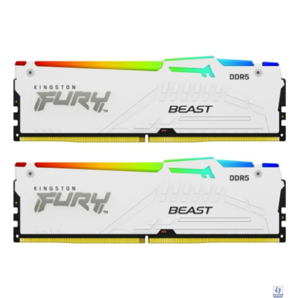 Kingston DDR5 DIMM 32GB 5600MT/s CL40 (Kit of 2) FURY Beast White RGB XMP KF556C40BWAK2-32