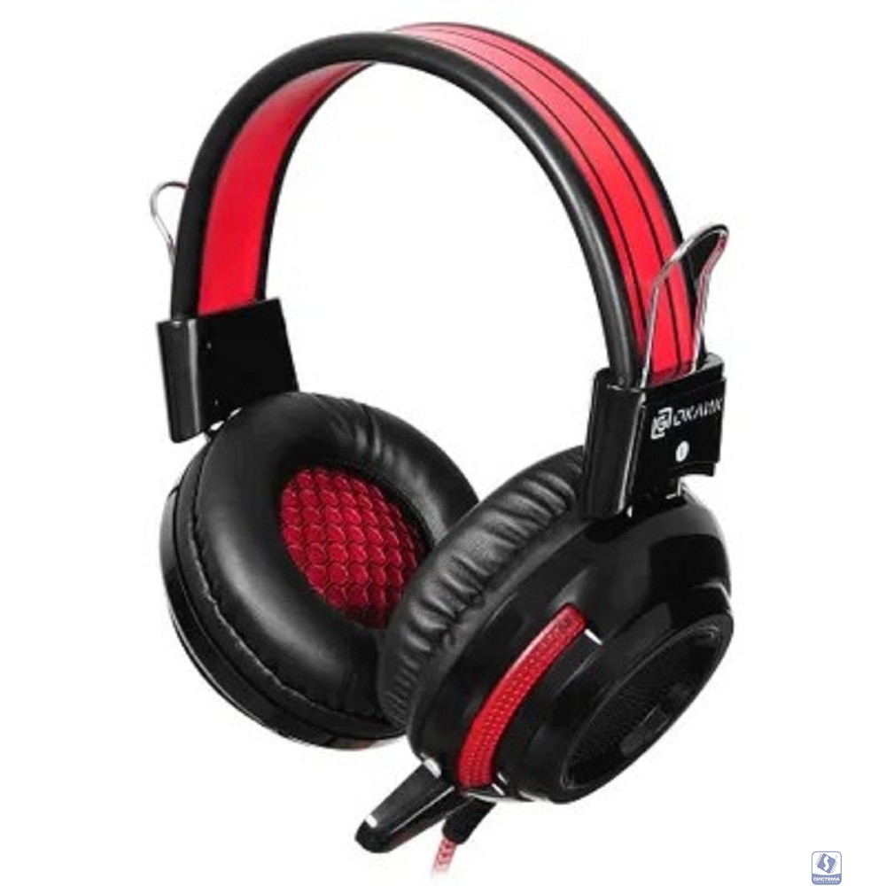 Наушники с микрофоном Оклик HS-G300 ARMAGEDDON черный/красный 2.3м мониторные оголовье (337457)