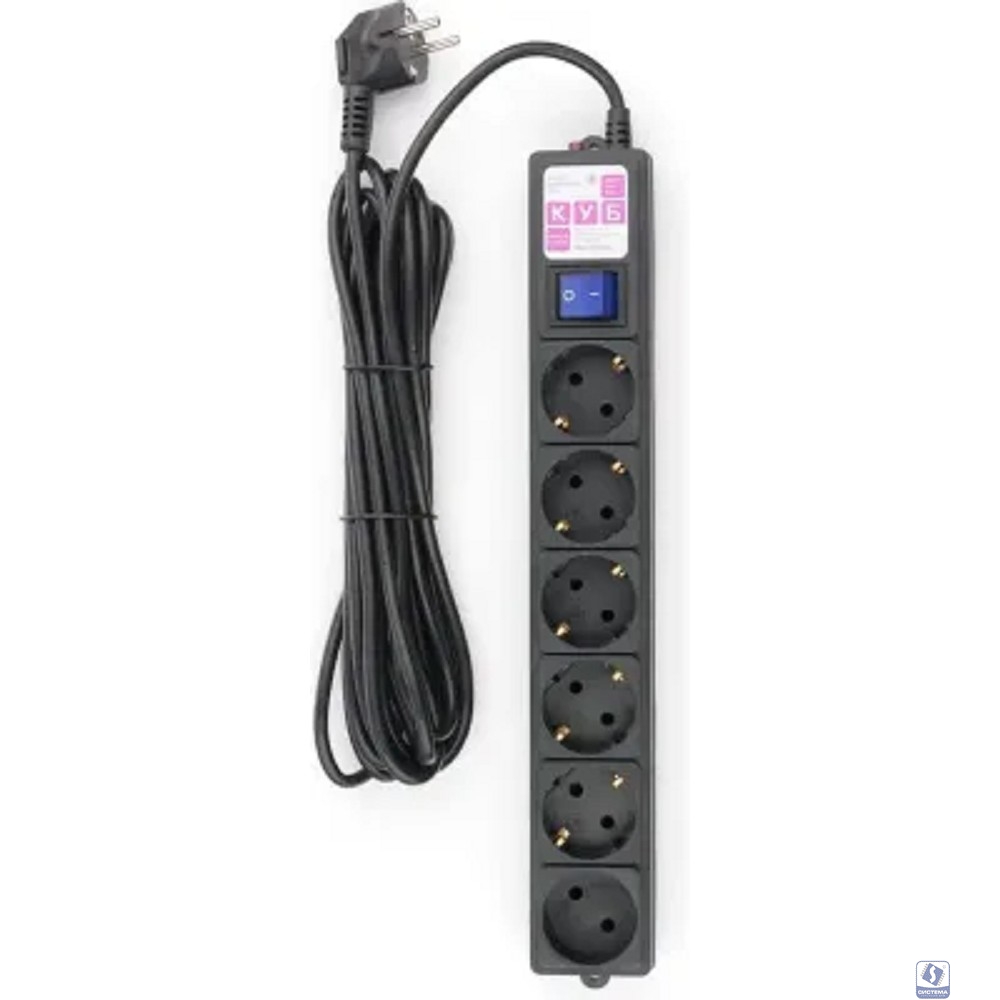 Ф-удлинитель, PC 5м 6р, черн. 16А, (3*1,5) SPG6-B2