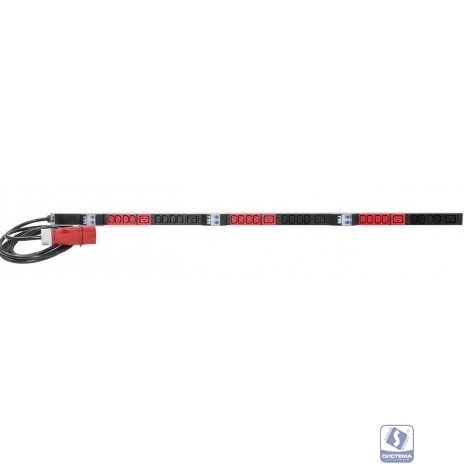 REM Верт блок розеток, мониторинг, измерение, 3 фазы 32А, авт, 24C13, 6C19, 1820 мм, вх IEC 309, шнур 3м R-MC8-3x32-24C13-6C19-A-MI-1820-3-3PN