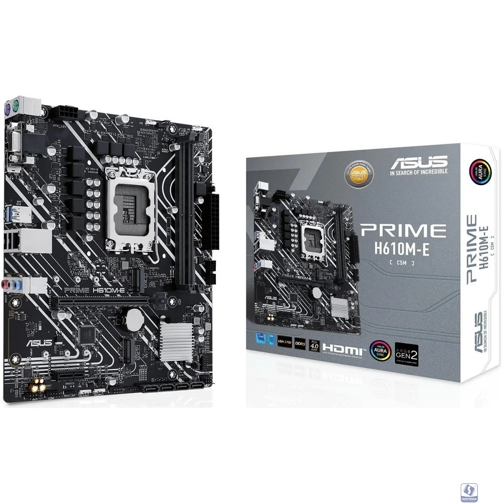 ASUS PRIME H610M-E CSM (Socket 1700, mATX, 2xDDR5(96GB),  VGA/DP/HDMI, 1xPCIe/4.0x16/1xPCIe 3.0/1xLAN, 4xSATA 6Gb/s, 2xM.2, 2xUSB 3.2, 2xUSB 2.0, 2xPS/2)