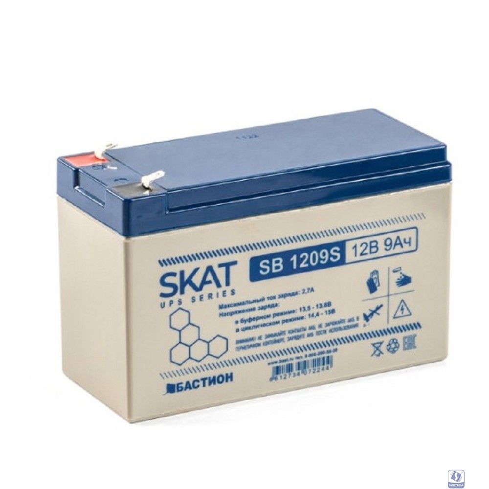 АКБ БАСТИОН SKAT SB 1209S AGM 12V  9Ач I зар.2,6 А, клеммы F2, гарантия 18 мес (8970)