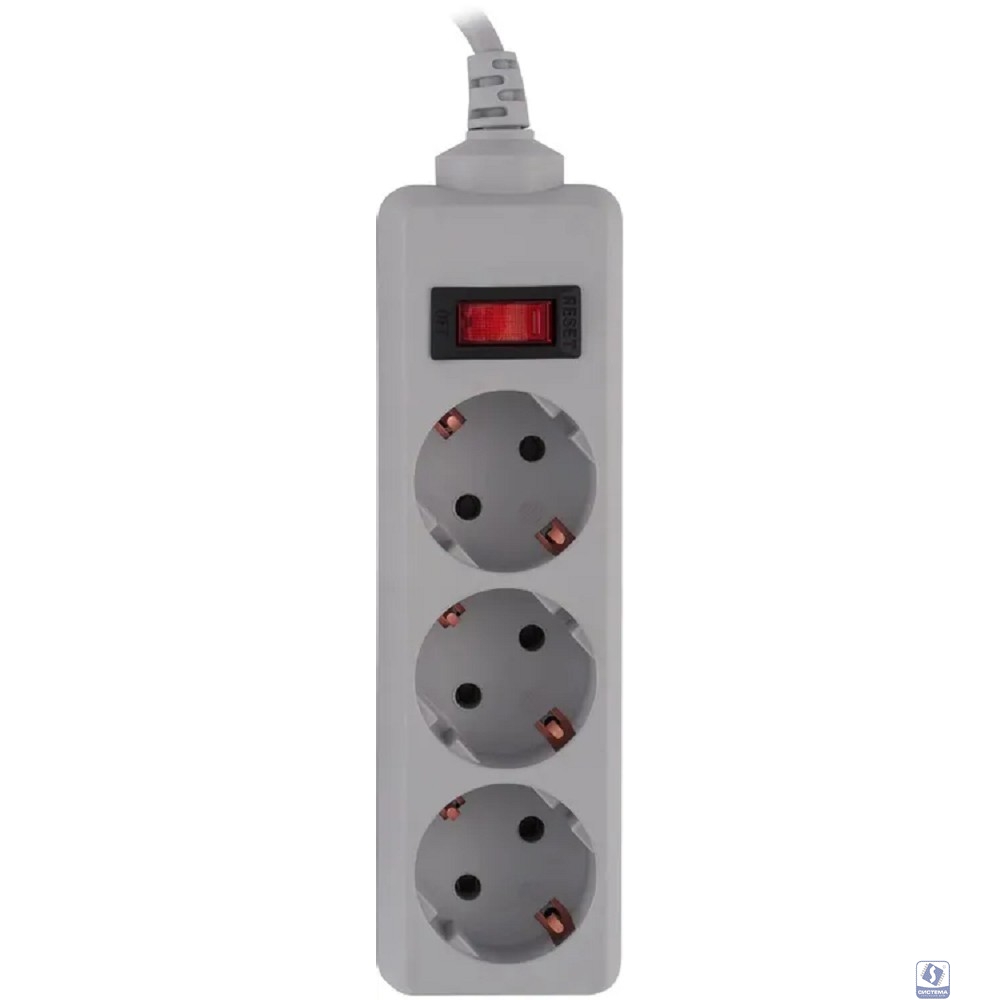 BURO Сетевой фильтр 3 розетки (300SL-1-G), 1м, серый (пакет ПЭ) 