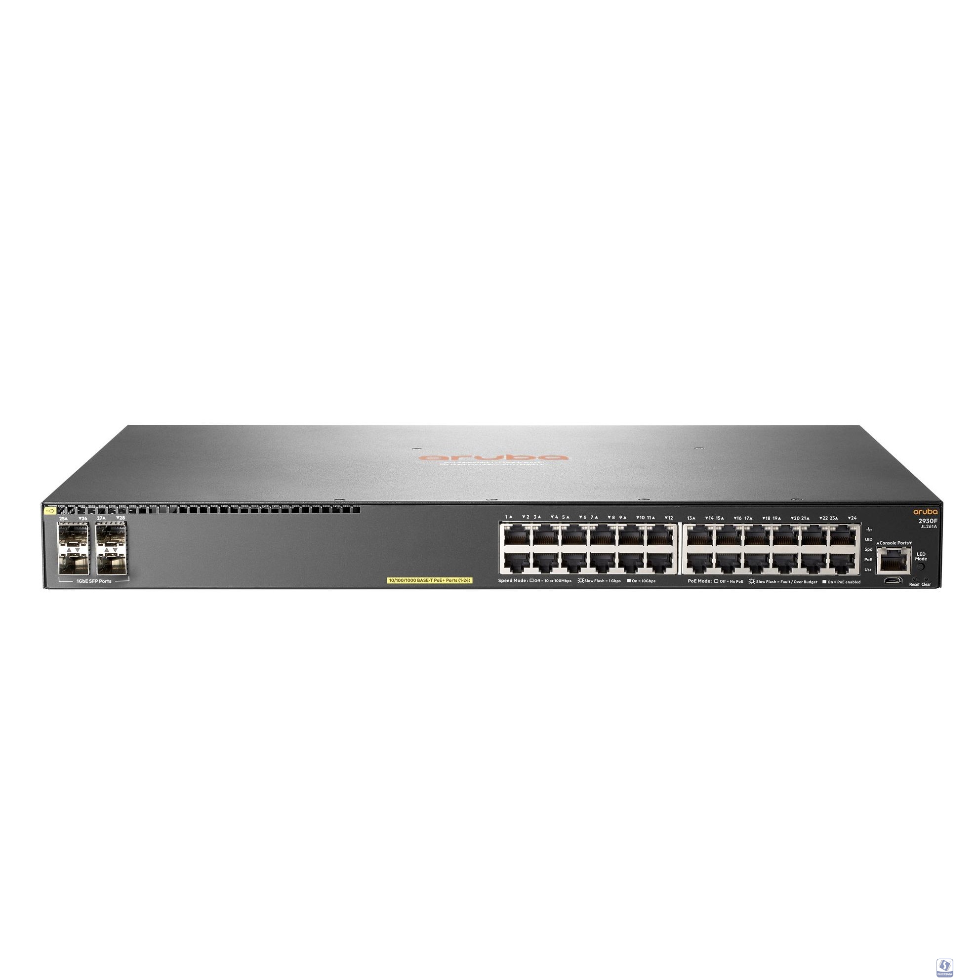 HP JL261A Коммутатор Aruba 2930F 24G PoE+ 4SFP Swch (24x10/100/1000 RJ-45 PoE+, 4xSFP, L3 lite, PoE 370W, 19")