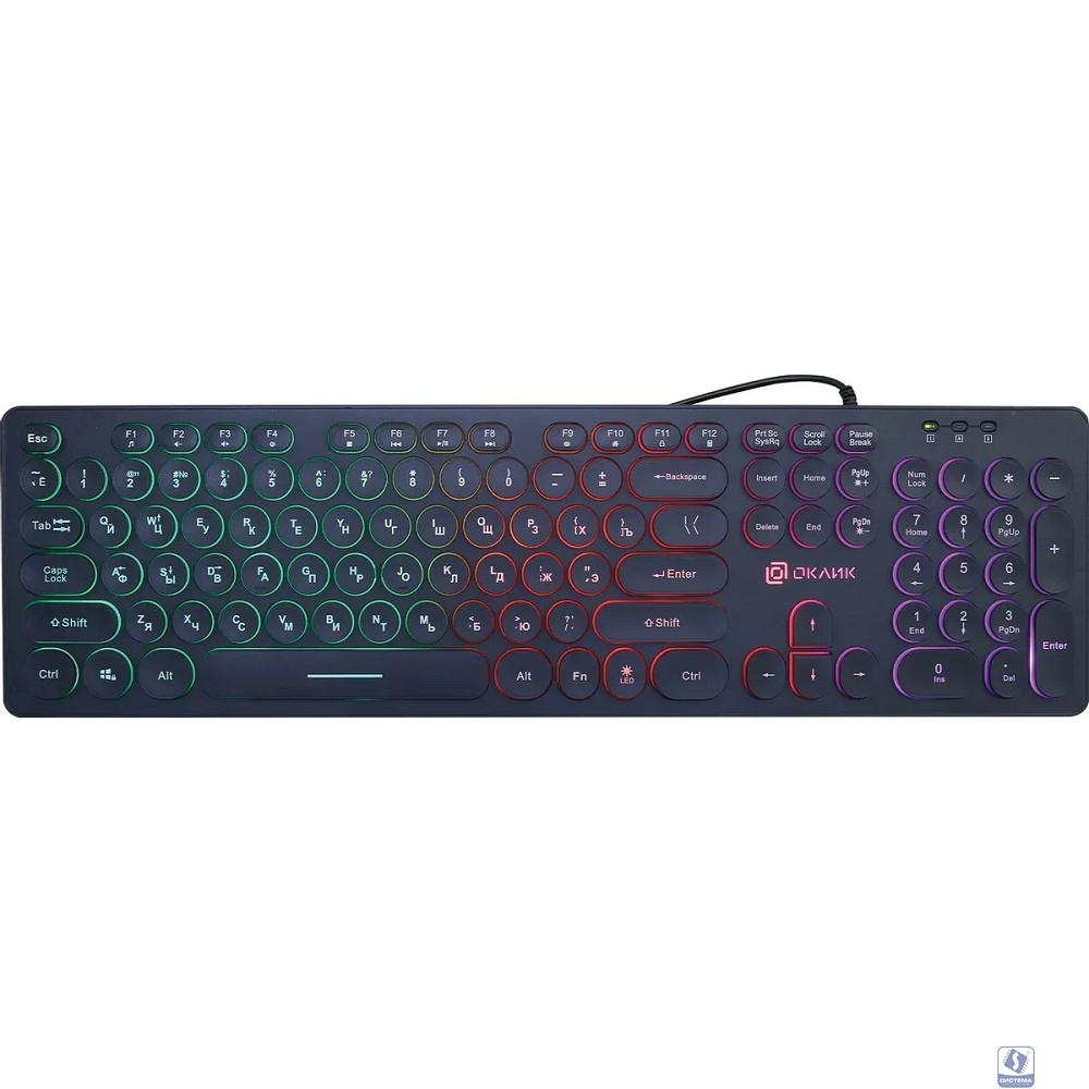 Клавиатура Oklick 420MRL черный USB slim Multimedia LED [1091226]