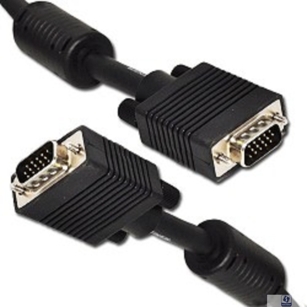 Gembird/Cablexpert CC-PPVGA-10M-B, Кабель VGA Premium , 15M/15M, 10м, черный, тройной экран, феррит.кольца