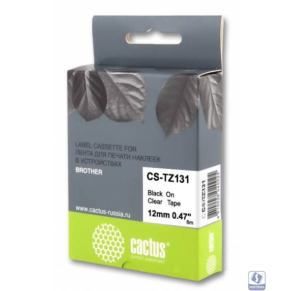 Картридж ленточный Cactus CS-TZ131 черный для Brother 1010/1280/1830VP/7600VP
