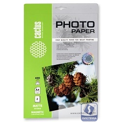 Cactus CS-MMA46902 Фотобумага с магнитным слоем матовая, А4, 690 г/м2, 2 листа