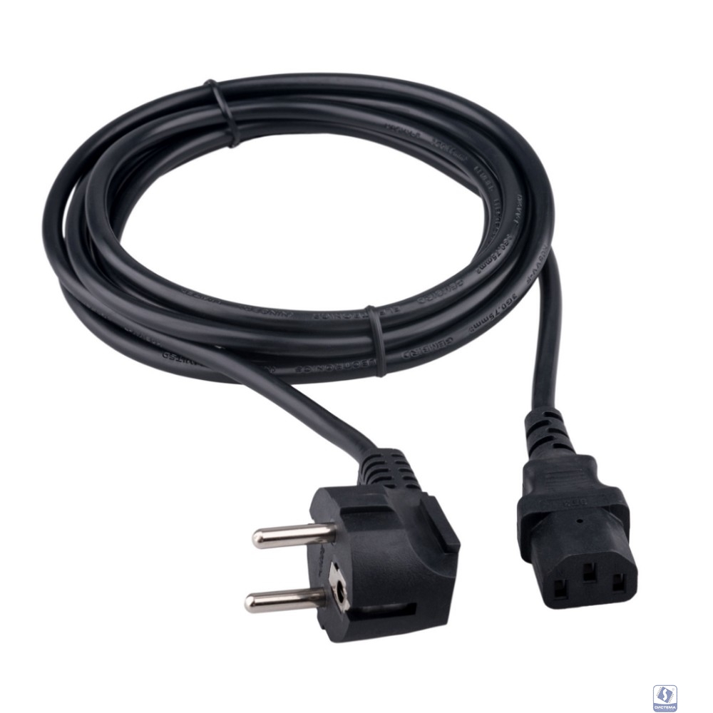 Гарнизон Кабель питания Schuko-C13, 3x0.75мм2, 10А, CCA, с заземлением, 3м, черный, пакет (GPC-186-0.75-3M)
