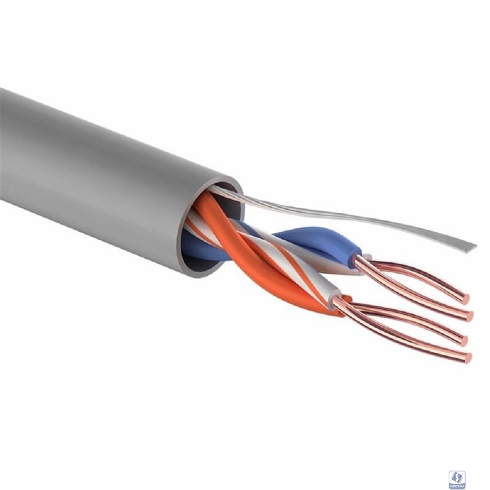 PROconnect (01-0022-3) Кабель витая пара омедненный U/UTP, CCA, CAT 5e, PVC, 2PR, 24AWG, INDOOR, SOLID, серый, 305м
