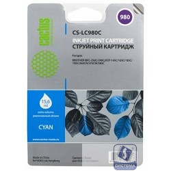 Cactus LC-980C Картридж струйный Cactus CS-LC980C голубой для Brother DCP-145C/165C MFC-250C/290C (16ml)