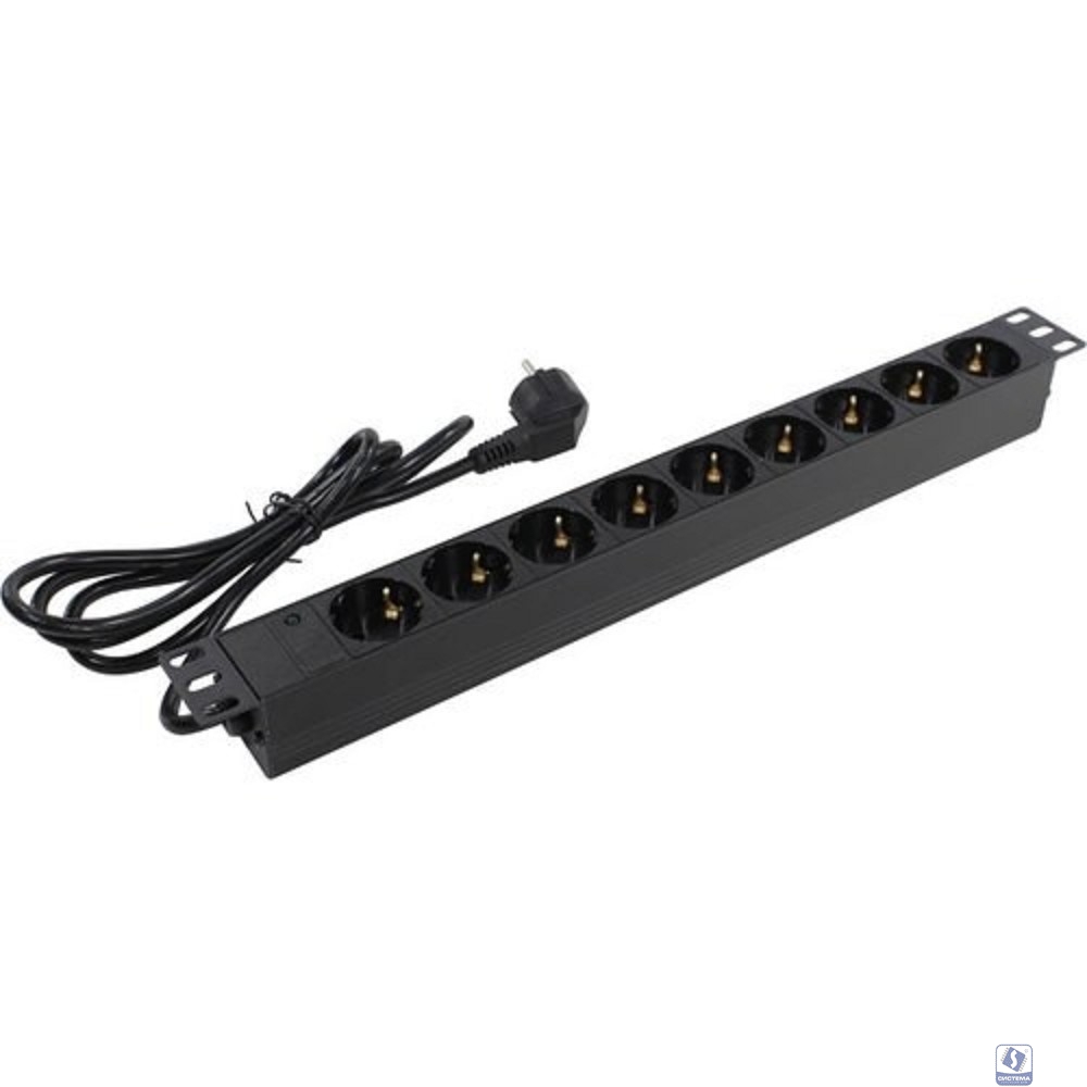 Exegate EX280848RUS Блок розеток ExeGate ServerPro PDU-19H902 Al-9S-EU1.8, 19",1U,алюм, 9Schuko, евровилка, 1.8м