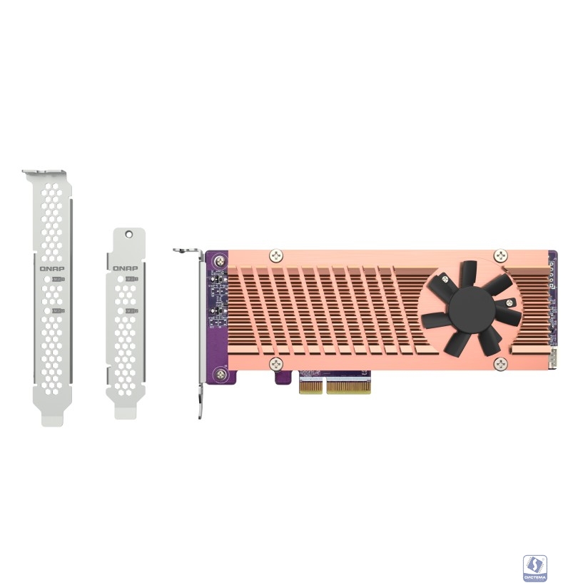 Плата расширения/ QNAP QM2-2P-344A 2 x M.2 22110 or 2280 PCIe (Gen3 x4) NVMe SSD slots, Low-profile flat and Full-height brackets included.