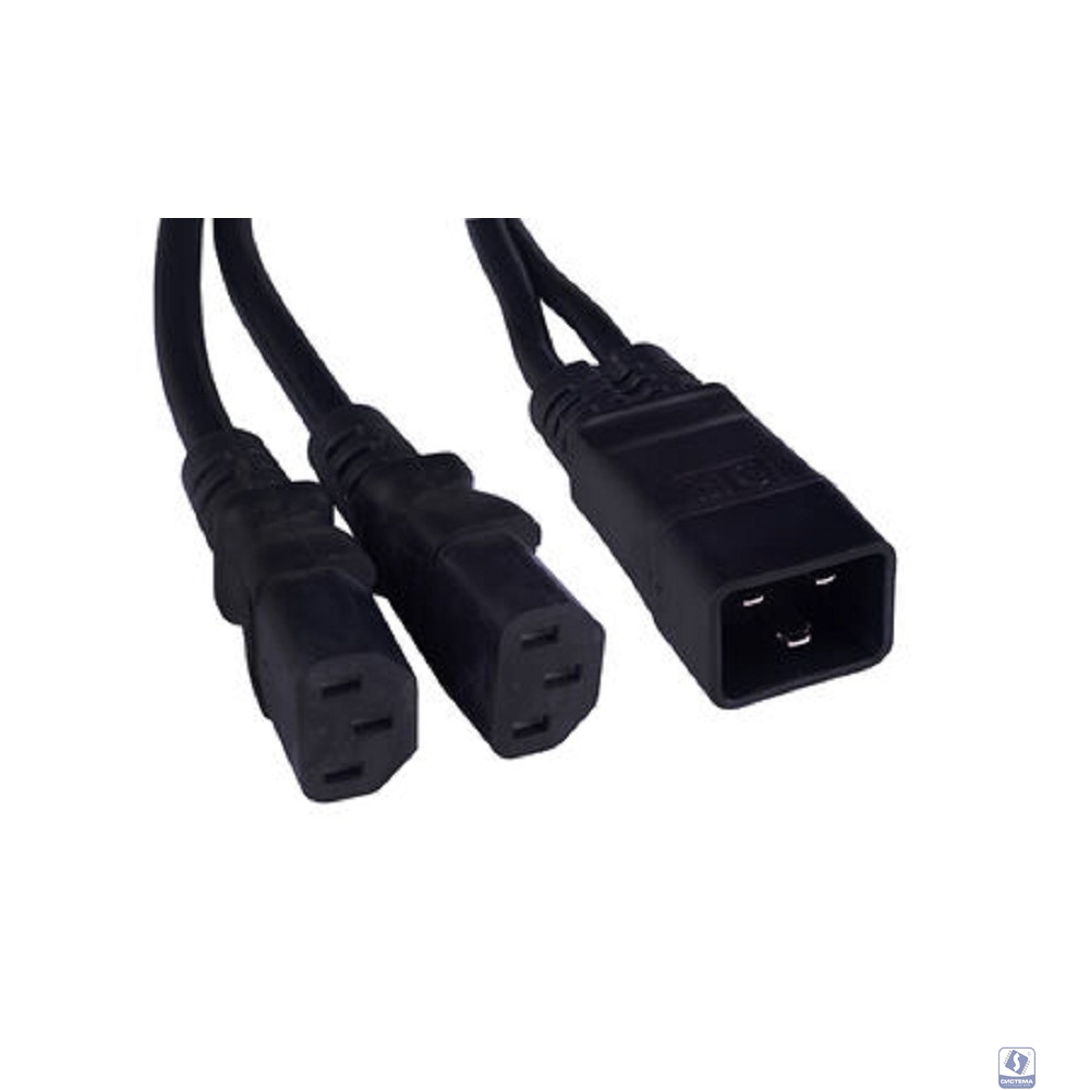 Cabeus PC-IEC20-2xIEC13-1.5-0.3M Кабель питания (C20 - 2xC13) (3x1.5), черный, 0.3 м