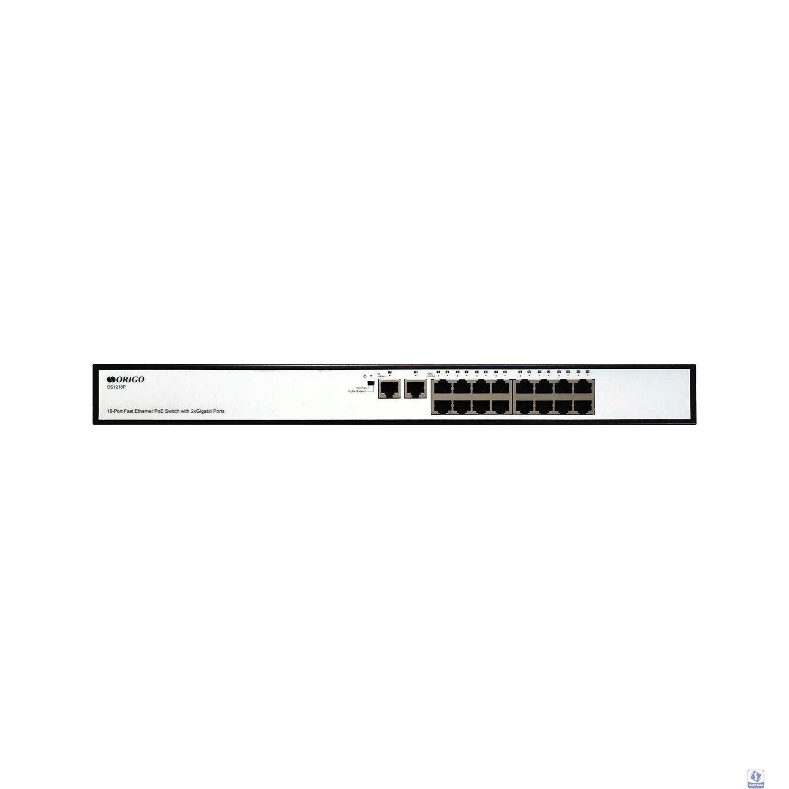 ORIGO OS1218P/190W/A1A Неуправляемый PoE-коммутатор 16x100Base-TX PoE+, 2x1000Base-T, PoE-бюджет 190 Вт, корпус металл