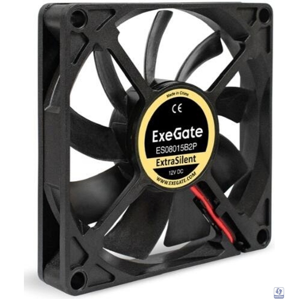 Exegate EX295236RUS Вентилятор 12В DC ExeGate ExtraSilent ES08015B2P (80x80x15 мм, 2-Ball (двойной шарикоподшипник), 2pin, 1700RPM, 17dBA)