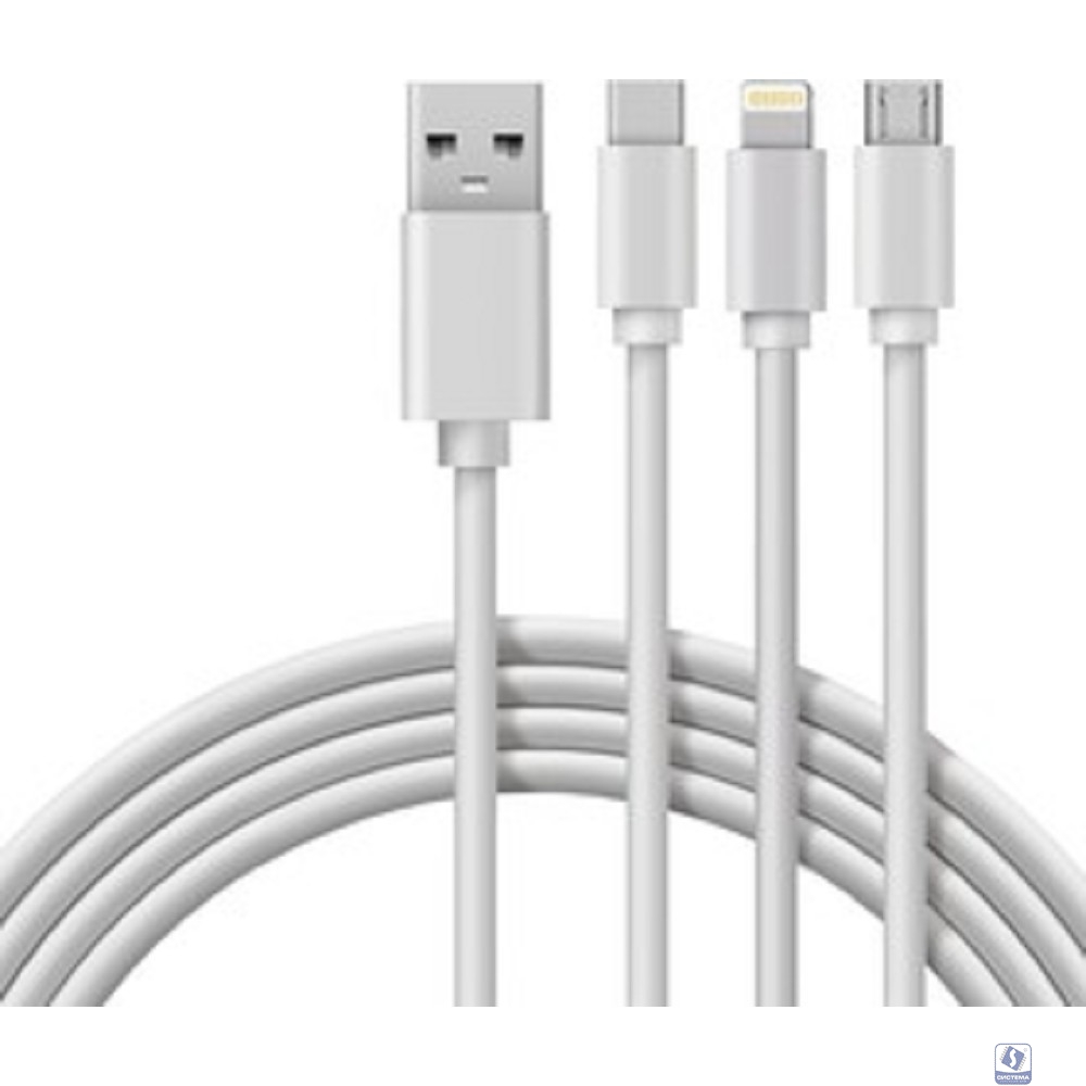 Rexant (18-1127) Кабель USB 3в1 Type-С (3A), Lightning (2,4A), micro USB (2A) 1м, ПВХ 