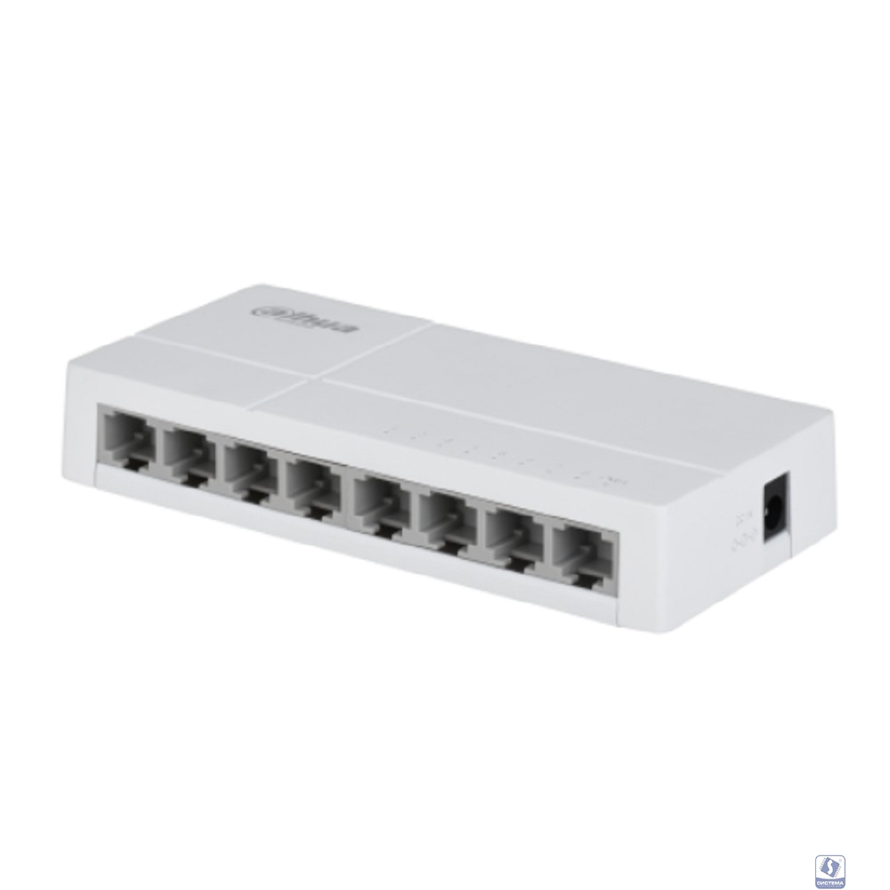 DAHUA DH-SF1008L 8-портовый неуправляемый коммутатор, 8x10/100 Base-T, коммутация 1.6 Гбит/с, MAC-таблица 2K, пластик