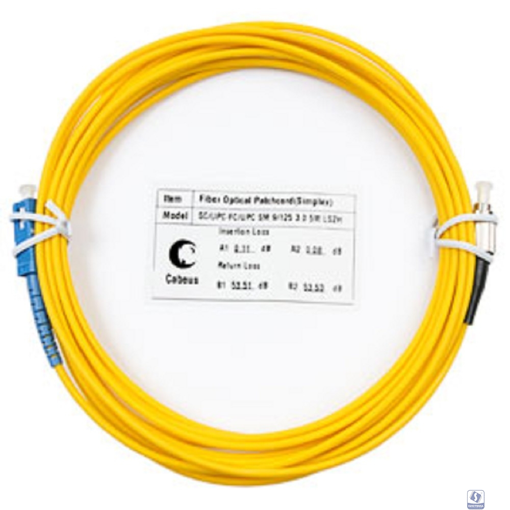 Cabeus FOP(s)-9-SC-FC-5m Шнур оптический simplex SC-FC 9/125 sm 5м LSZH