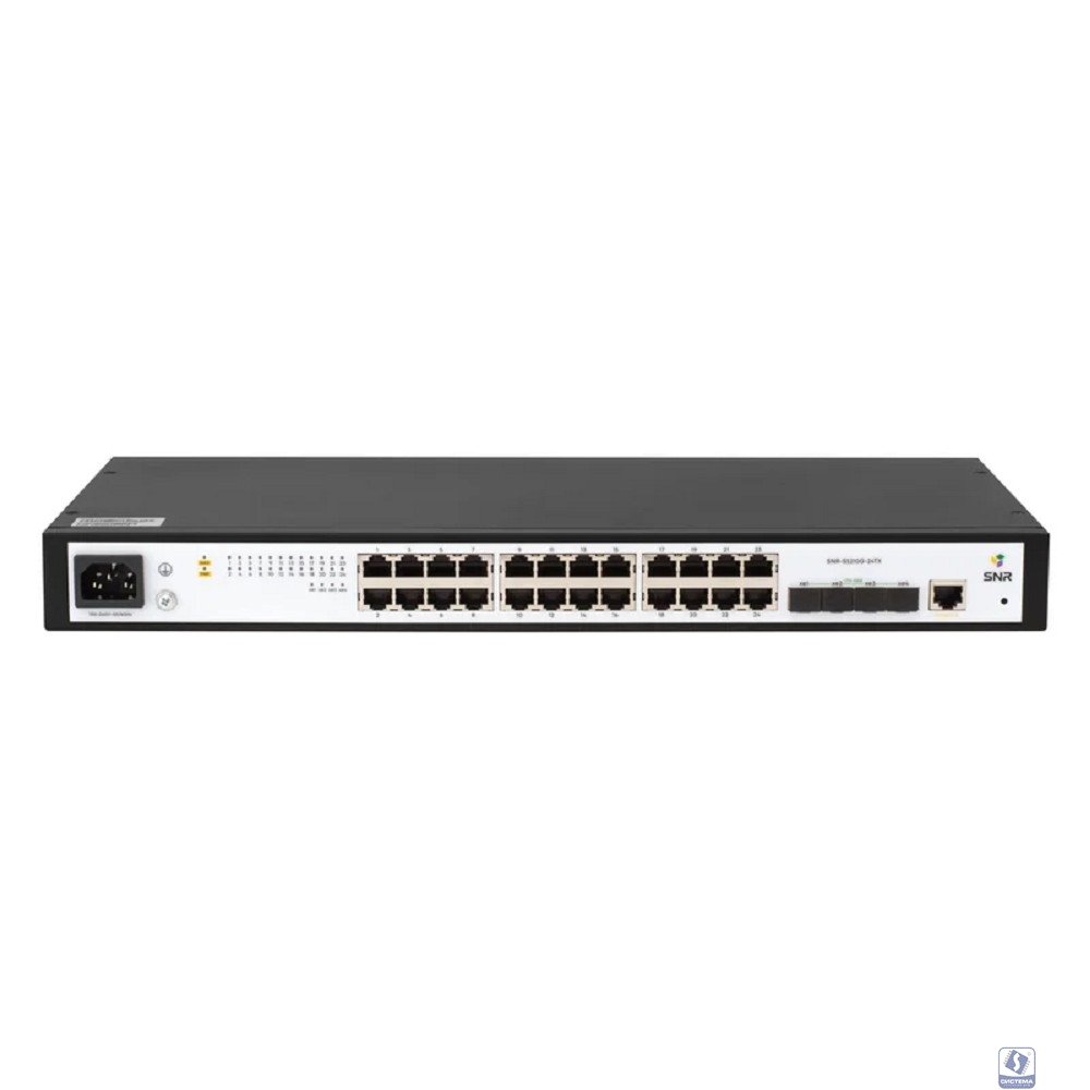 SNR SNR-S5210G-24TX-RPS Управляемый коммутатор уровня 2+, 24 порта 10/100/1000Base-T, 4 порта 1/10G SFP+, встроенный БП ~2204V AC, RPS 12V DC