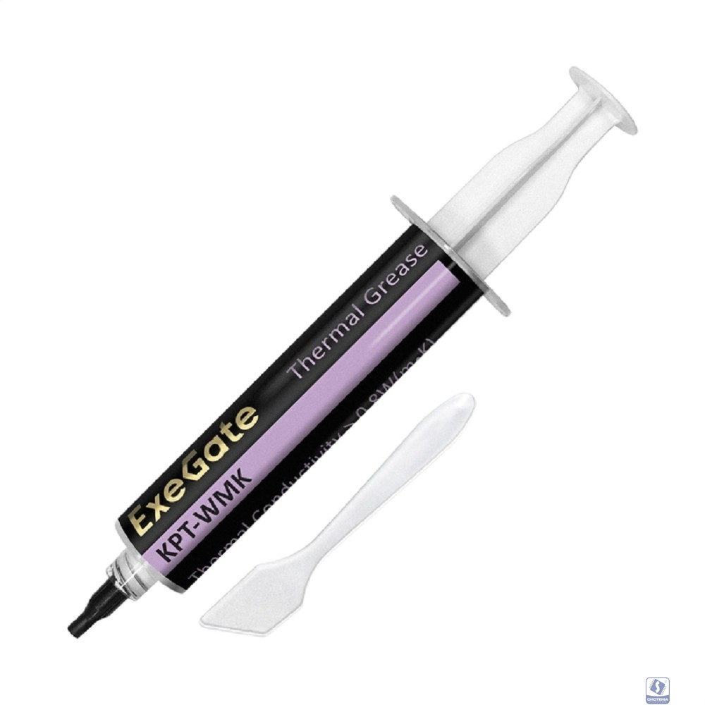 Exegate EX293380RUS Термопаста ExeGate KPT-WMK (0,8 Вт/(м•К), 20г, шприц с лопаткой)