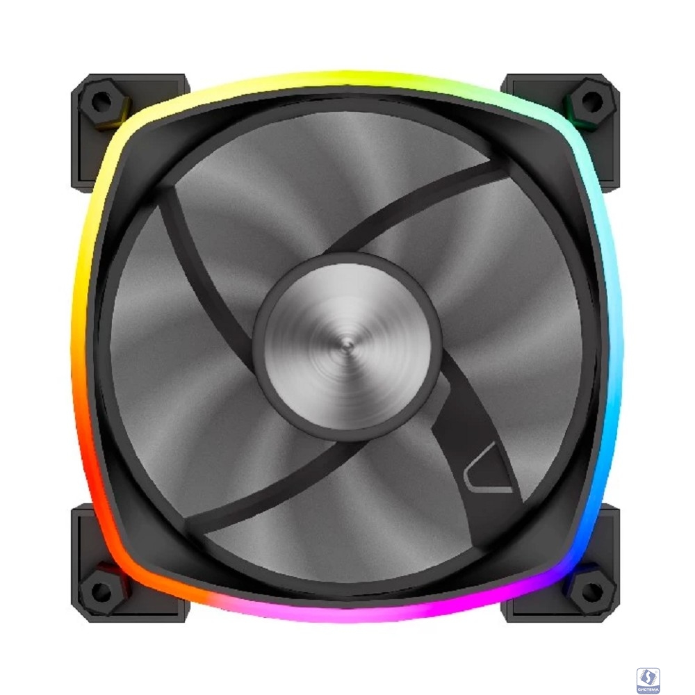 Powercase Вентилятор (M55-12 ARGB) Black 120x120x25mm (PWM, 100шт./кор, 4pin PWM (M+F)+ 3pin ARGB (M+F), 600-1500±10% об/мин) Bulk