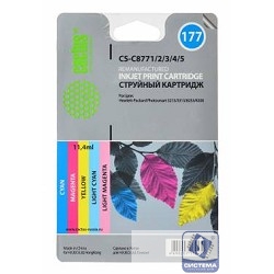 CACTUS C8771/2/3/4/5 Картридж струйный CS-C8771/2/3/4/5 многоцветный для №177 HP PhotoSmart 3213/3313/8253 (11,4ml) Комплект цветных картриджей