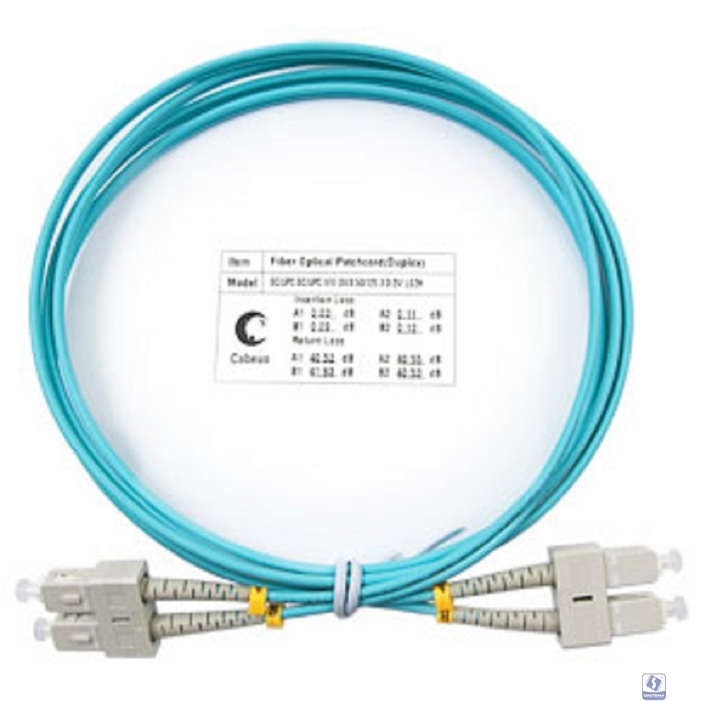 Cabeus FOP-50-SC-SC-2m Шнур оптический duplex SC-SC 50/125 mm OM3 2м LSZH