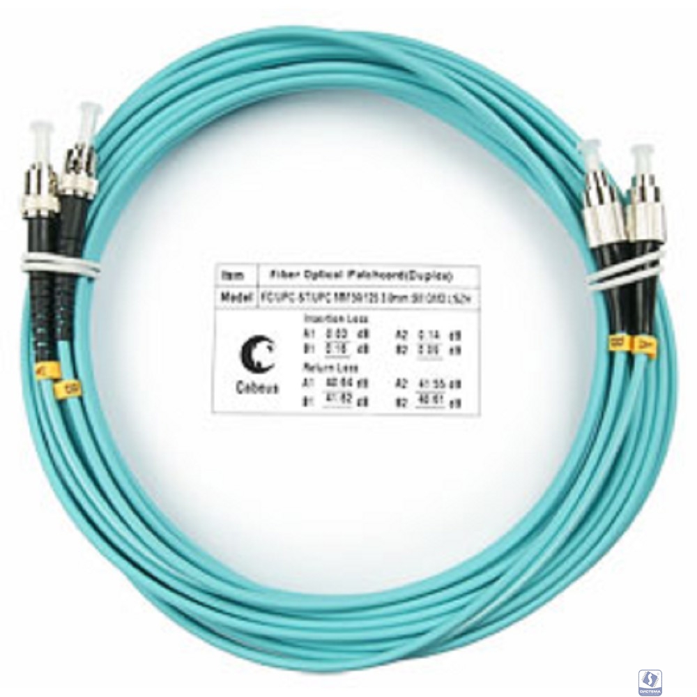 Cabeus FOP-50-FC-ST-5m Шнур оптический duplex FC-ST 50/125 mm OM3 5м LSZH