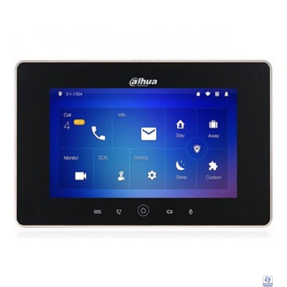 DAHUA DHI-VTH5221D-S2 Монитор видеодомофона IP 7 дюймовый, возможность просмотра IP камер, черный, ёмкостный сенсорный экран, поддержка карты памяти до 32Гб, питание DC 12V, PoE