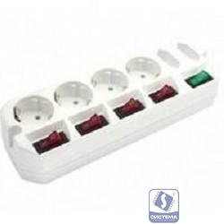 MOST Сетевой удлинитель A10 3м 6 розеток (A10-Б 3), белый (пакет ПЭ) 